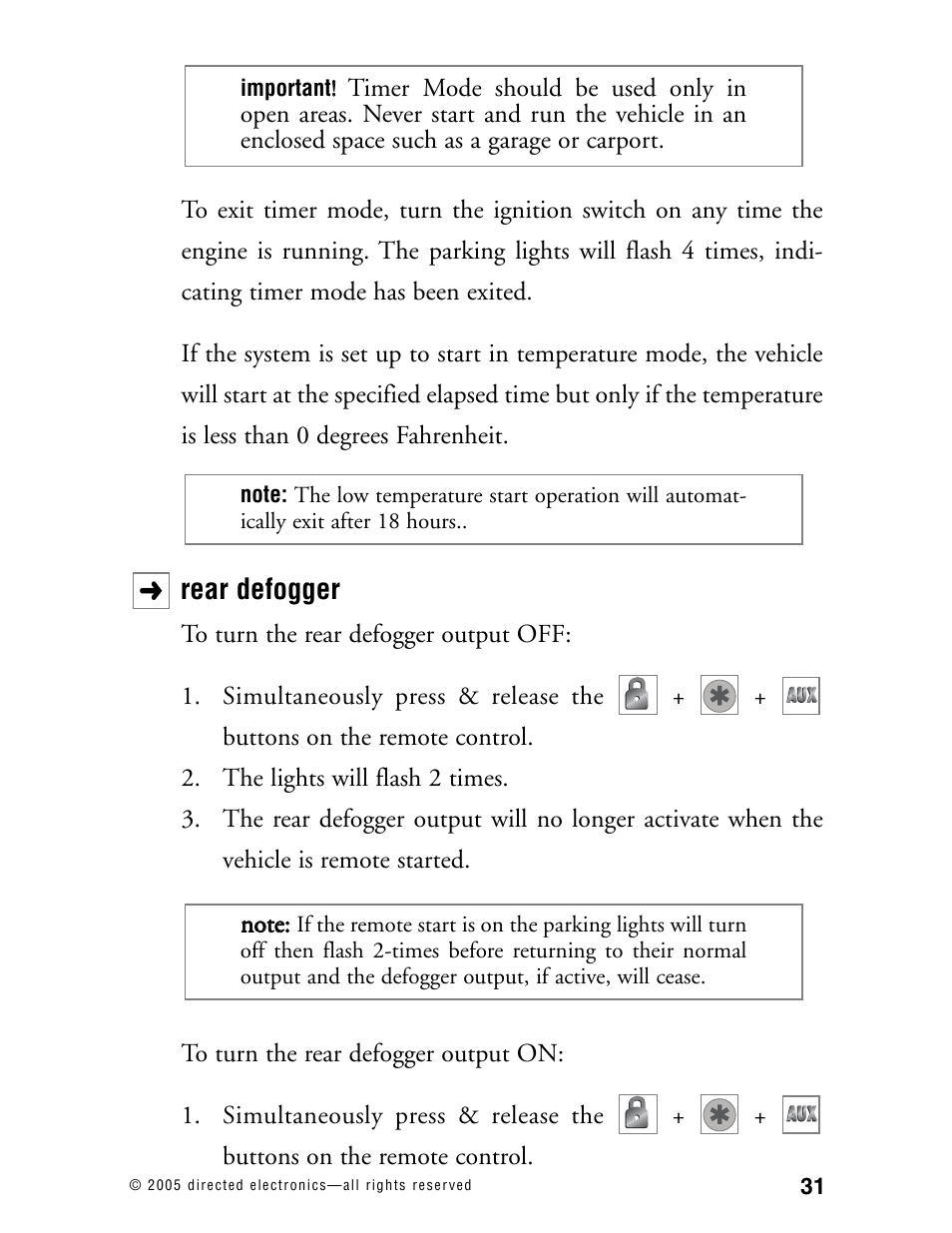Rear defogger | Directed Electronics 881XP User Manual | Page 34 / 57