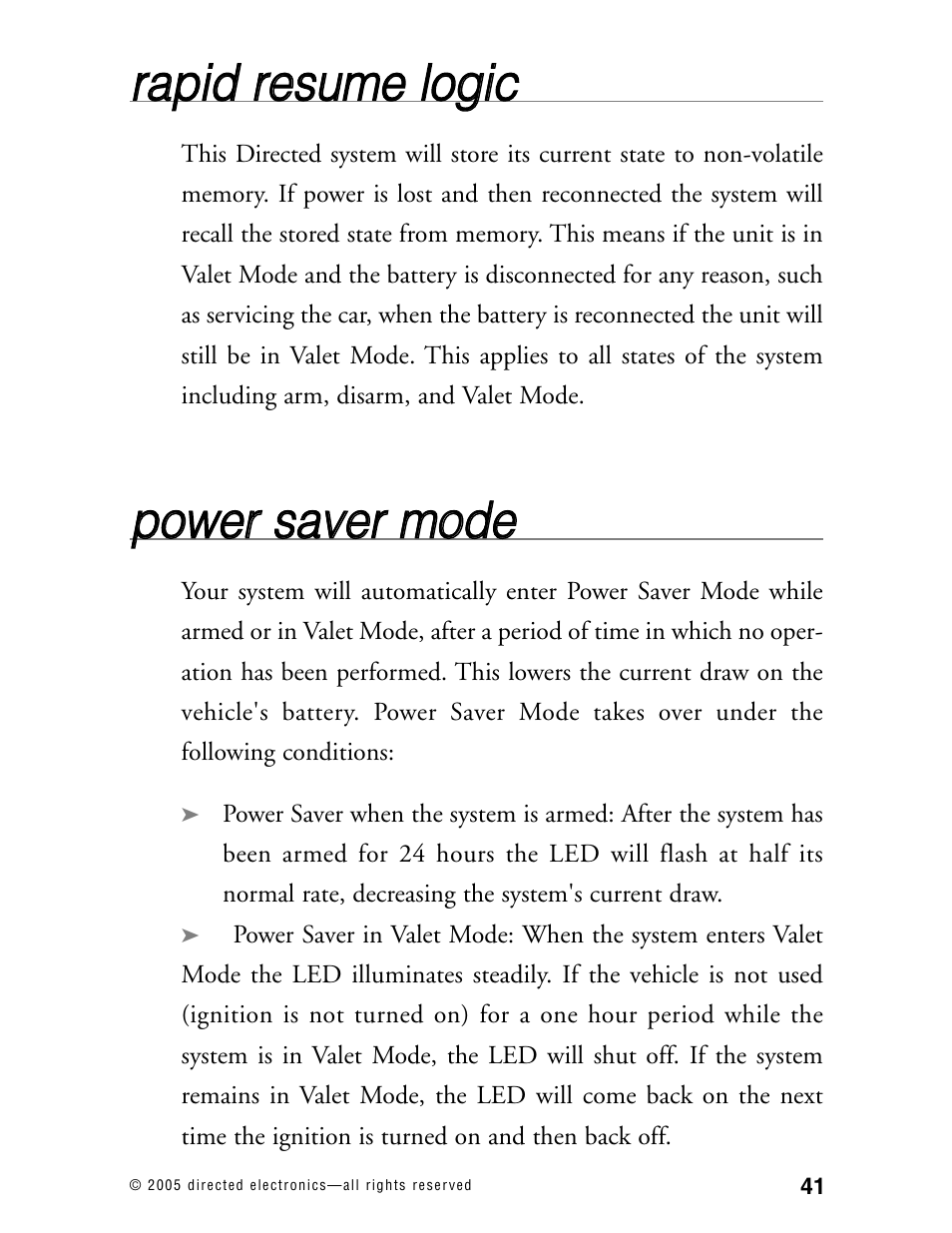 Rra ap piid d rre essu um me e llo og giic c, Ppo ow we err ssa avve err m mo od de e | Directed Electronics 881XP User Manual | Page 44 / 57