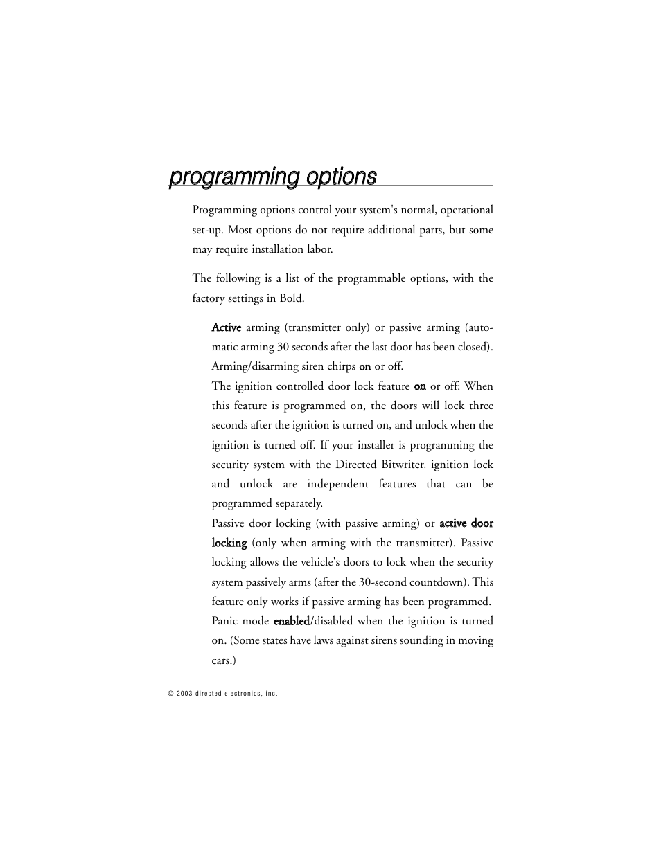 Pprro og grra am mm miin ng g o op pttiio on nss | Directed Electronics 563T User Manual | Page 34 / 45