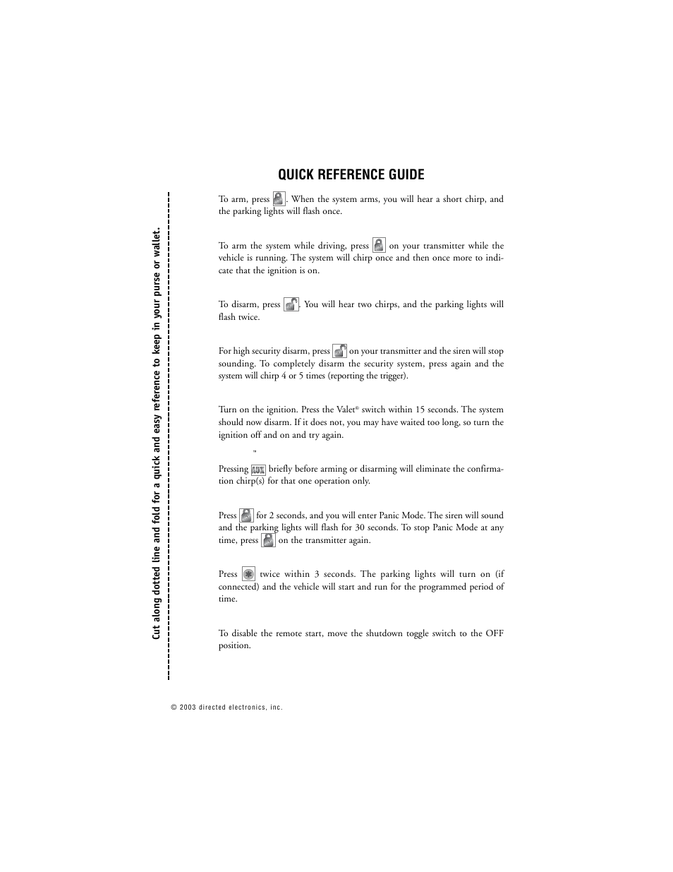 Quick reference guide | Directed Electronics 563T User Manual | Page 42 / 45