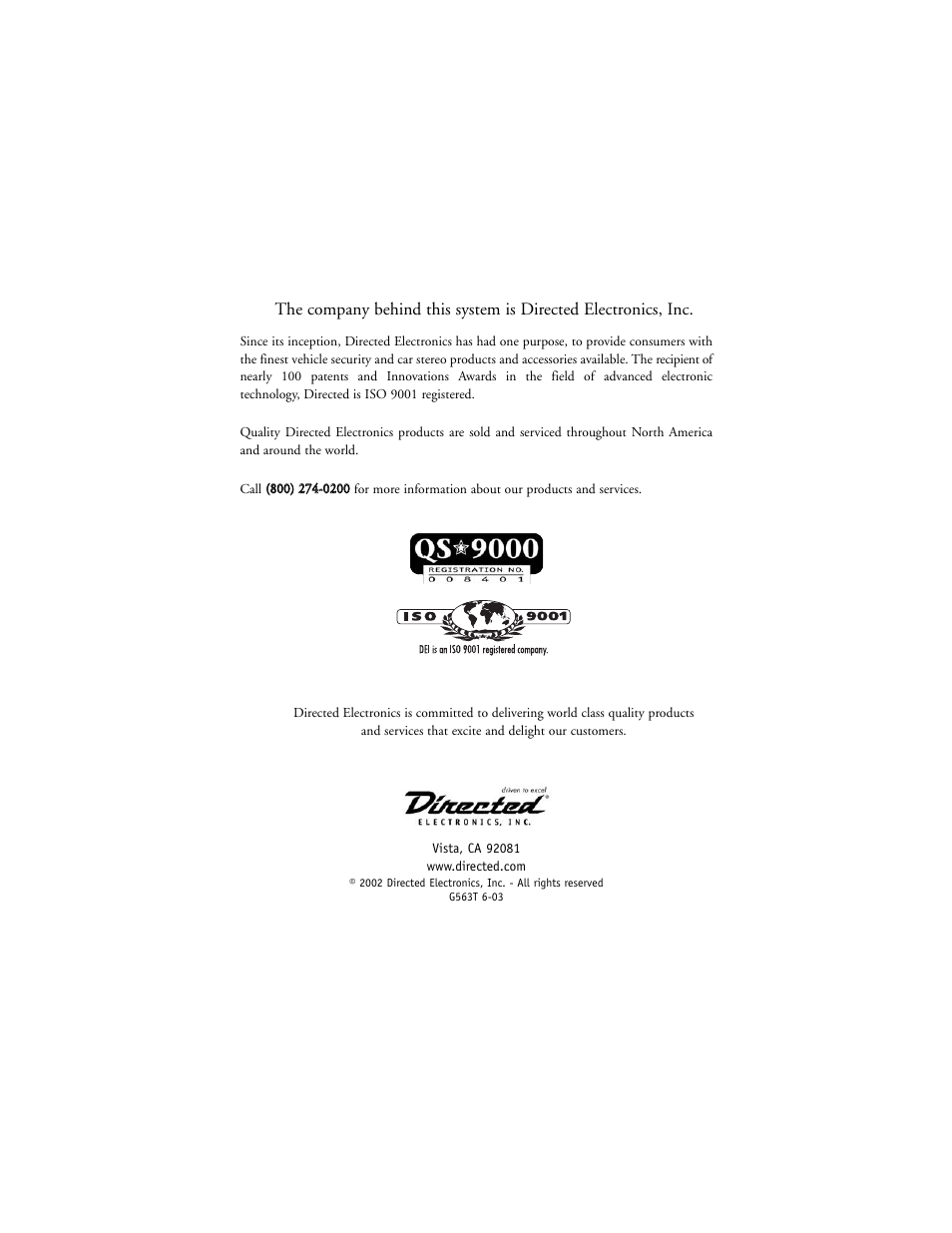 Directed Electronics 563T User Manual | Page 45 / 45