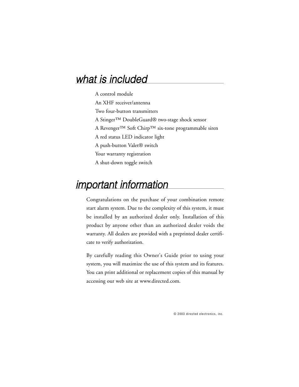 Wwh ha att iiss iin nc cllu ud de ed d | Directed Electronics 563T User Manual | Page 7 / 45