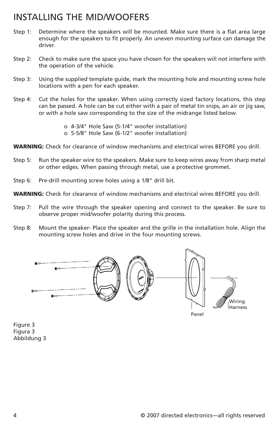 Installing the mid/woofers | Directed Electronics CO652 User Manual | Page 5 / 25