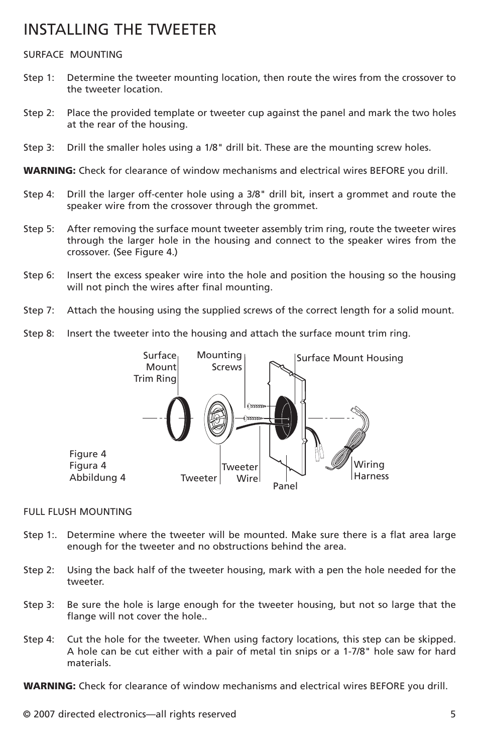 Installing the tweeter | Directed Electronics CO652 User Manual | Page 6 / 25