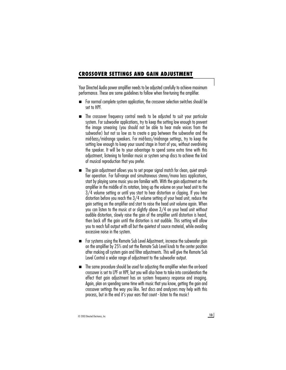 Directed Electronics 600/5 User Manual | Page 13 / 16