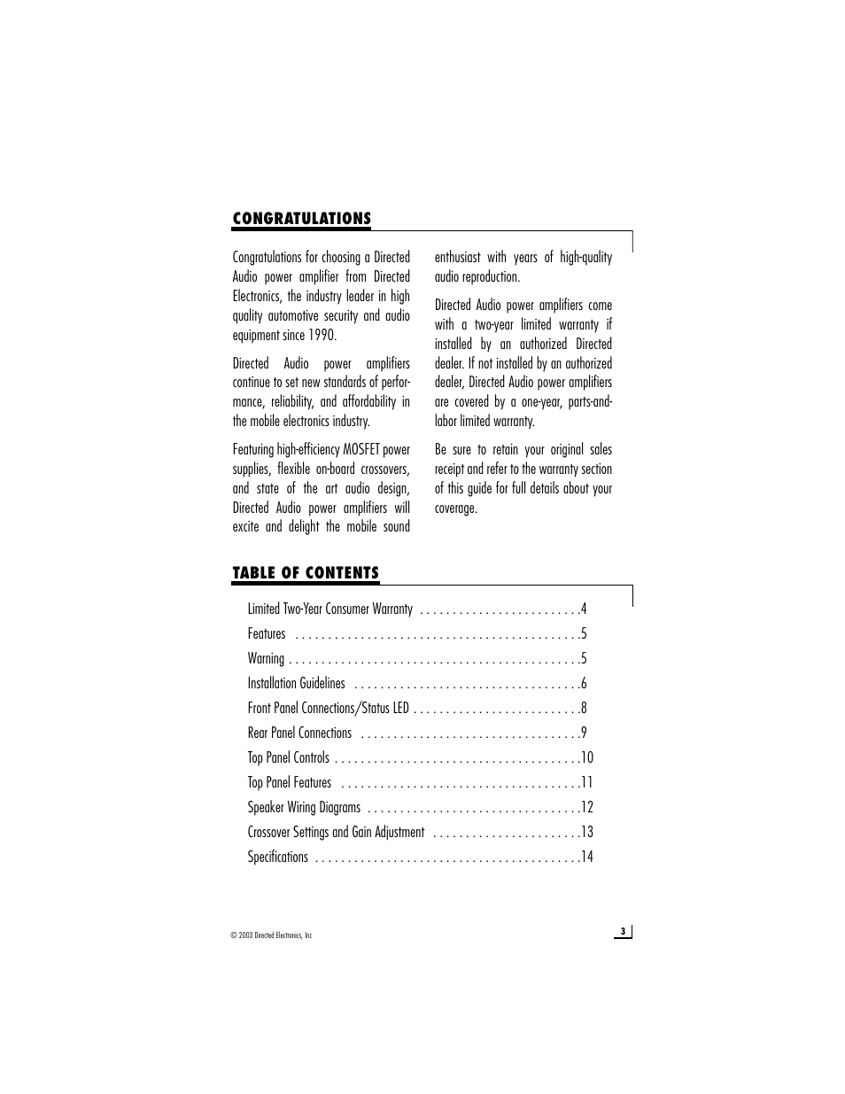 Directed Electronics 600/5 User Manual | Page 3 / 16