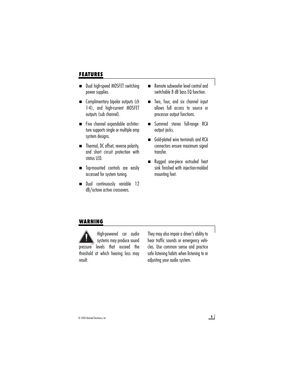 Directed Electronics 600/5 User Manual | Page 5 / 16