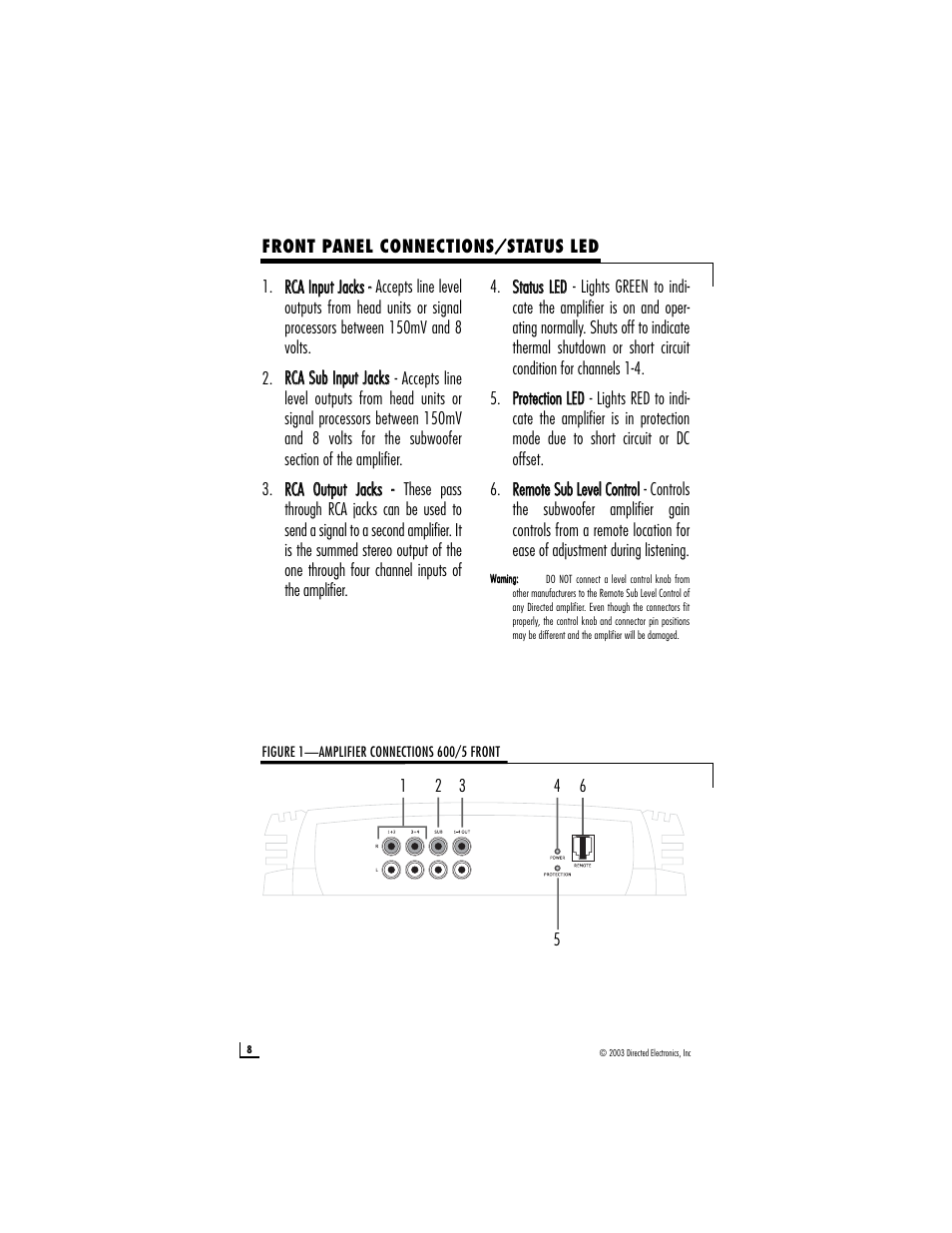 Directed Electronics 600/5 User Manual | Page 8 / 16