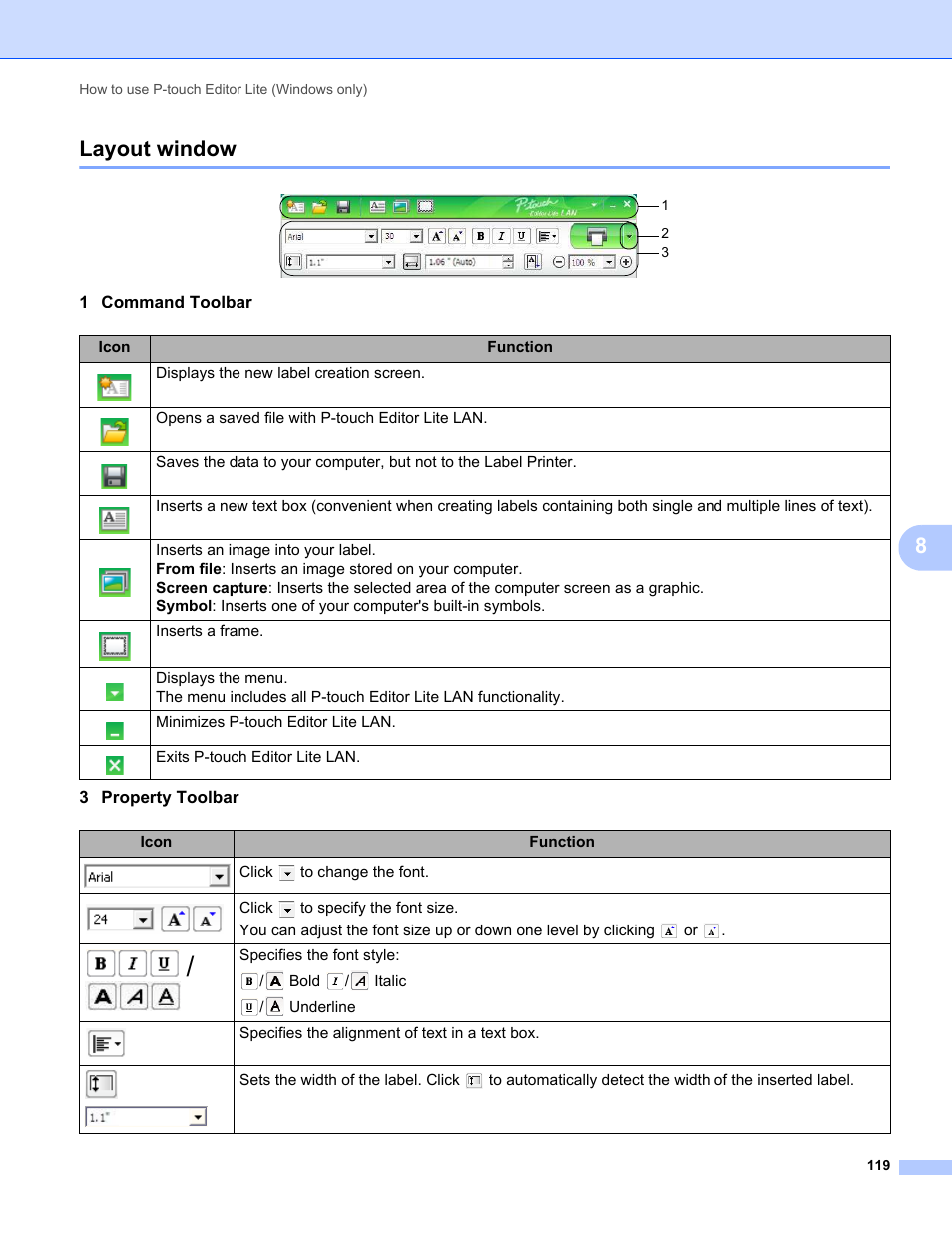 8layout window | Brother QL-810W Ultra-Fast Label Printer with Wireless Networking User Manual | Page 129 / 214