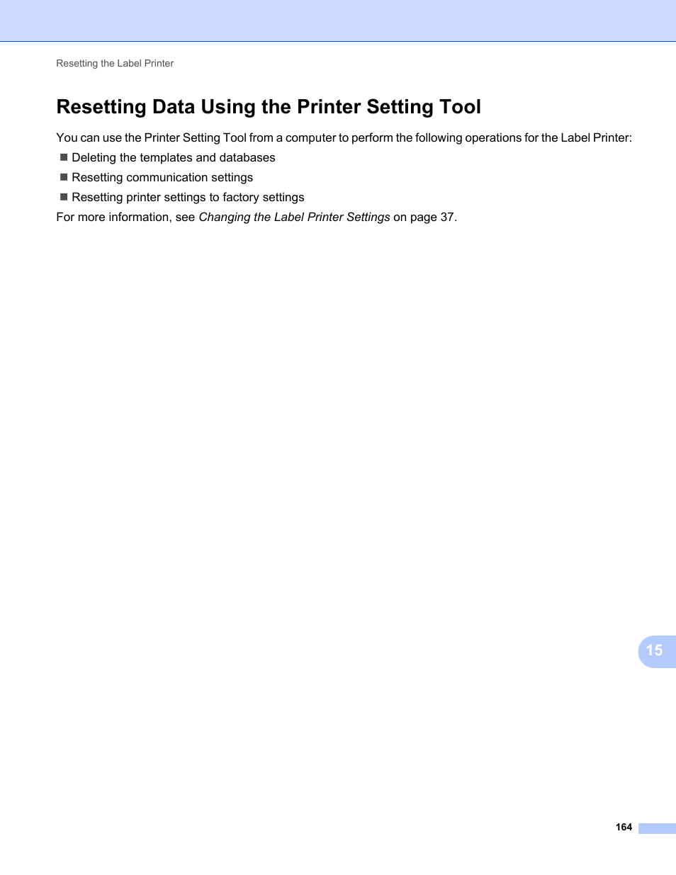 Resetting data using the printer setting tool | Brother QL-810W Ultra-Fast Label Printer with Wireless Networking User Manual | Page 174 / 214