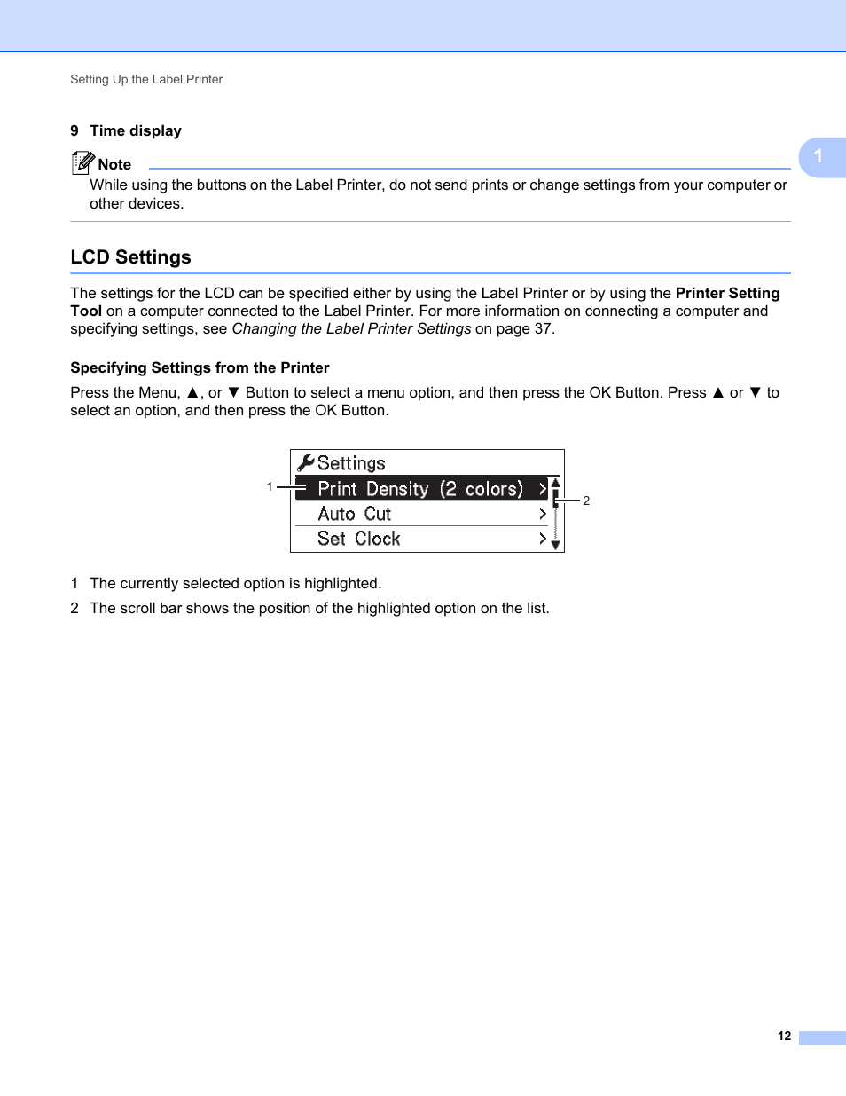 Lcd settings | Brother QL-810W Ultra-Fast Label Printer with Wireless Networking User Manual | Page 22 / 214
