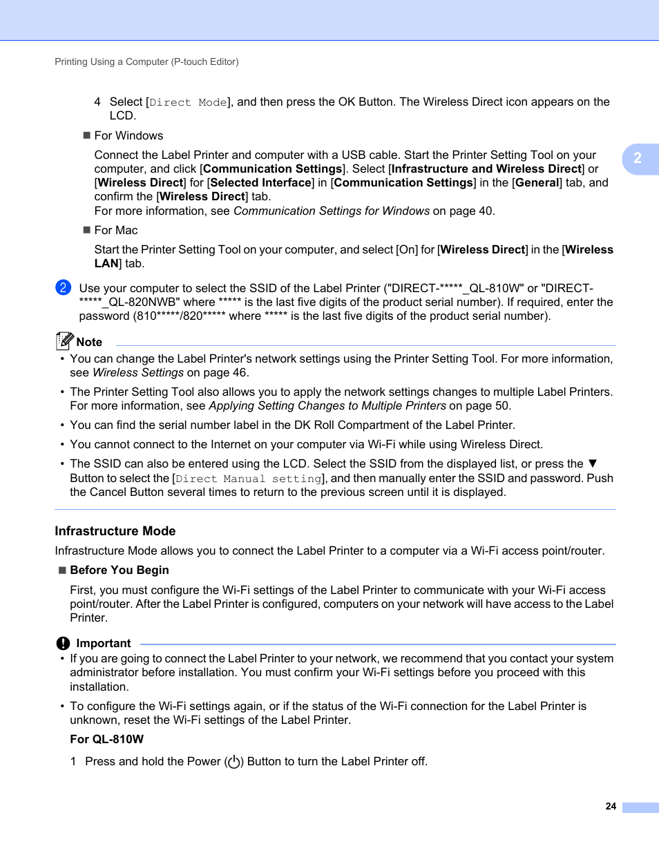 Brother QL-810W Ultra-Fast Label Printer with Wireless Networking User Manual | Page 34 / 214