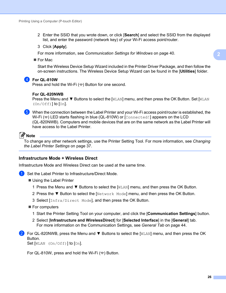 Brother QL-810W Ultra-Fast Label Printer with Wireless Networking User Manual | Page 36 / 214