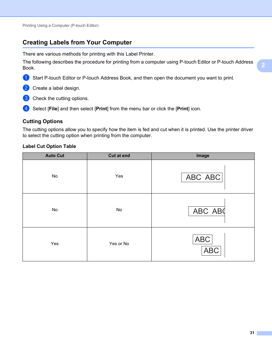 Creating labels from your computer, 2creating labels from your computer | Brother QL-810W Ultra-Fast Label Printer with Wireless Networking User Manual | Page 41 / 214