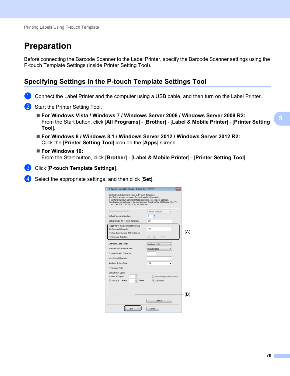 Preparation | Brother QL-810W Ultra-Fast Label Printer with Wireless Networking User Manual | Page 80 / 214