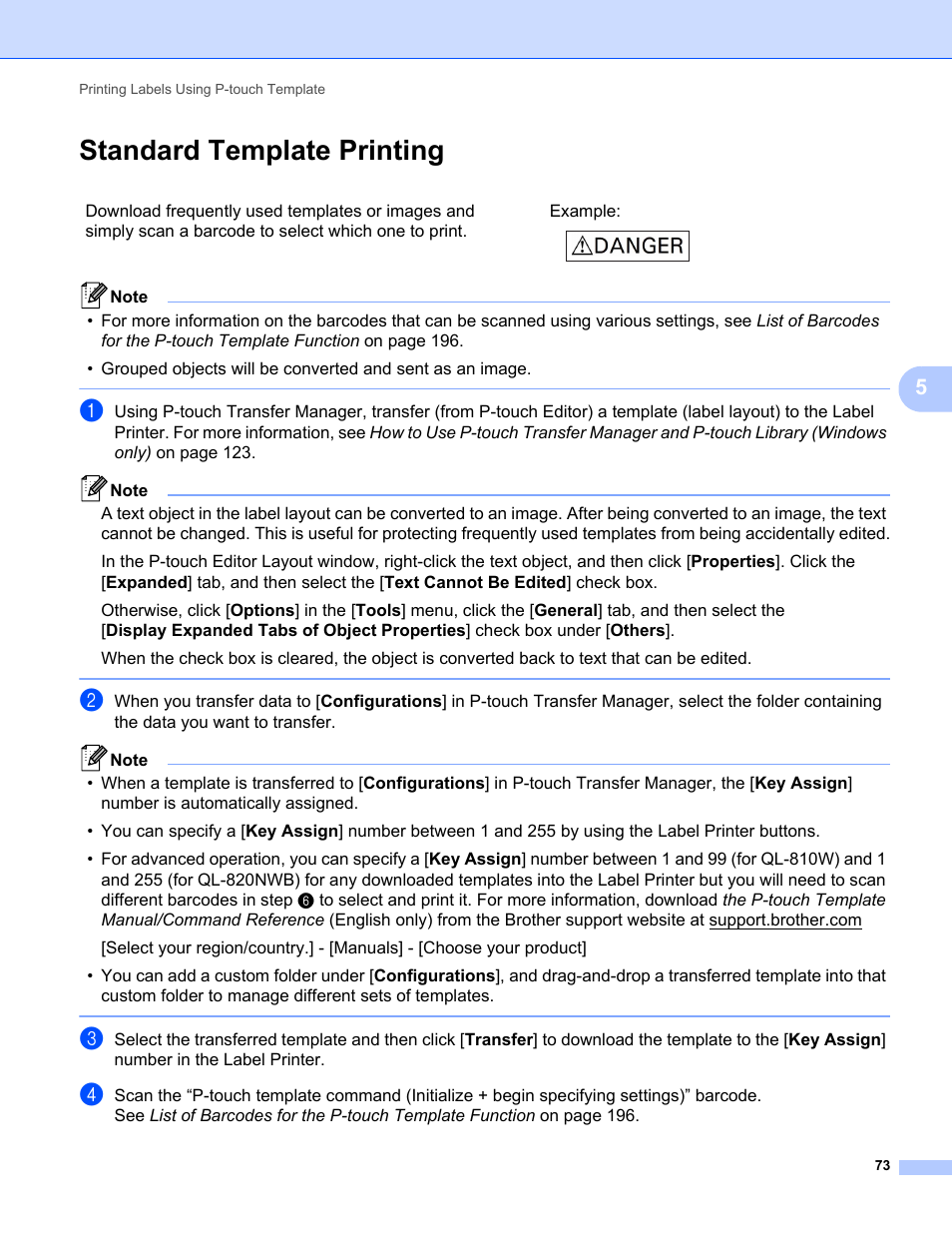 Standard template printing | Brother QL-810W Ultra-Fast Label Printer with Wireless Networking User Manual | Page 83 / 214
