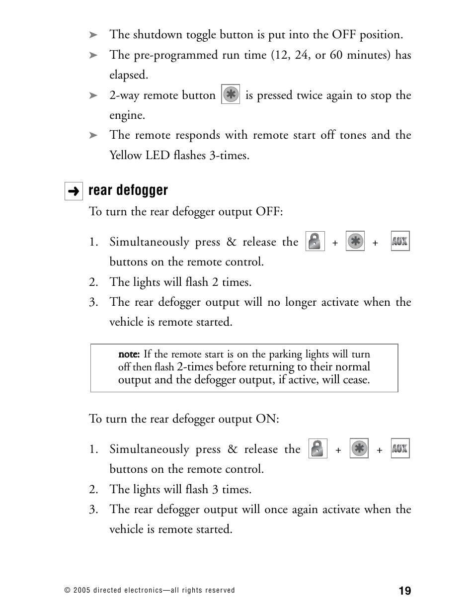 Rear defogger | Directed Electronics 571XV User Manual | Page 22 / 39