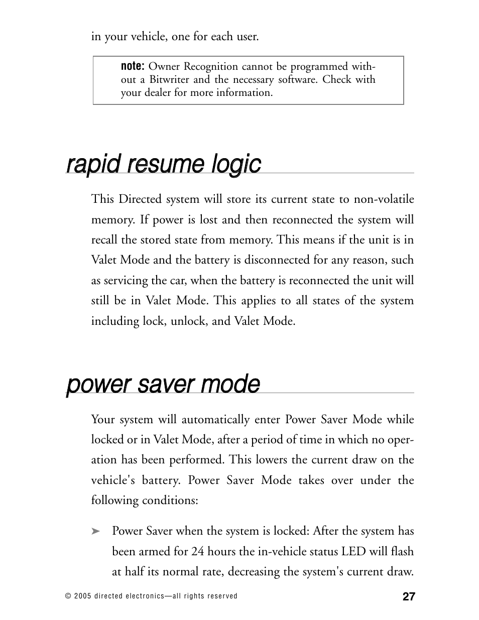 Rra ap piid d rre essu um me e llo og giic c, Ppo ow we err ssa avve err m mo od de e | Directed Electronics 571XV User Manual | Page 30 / 39