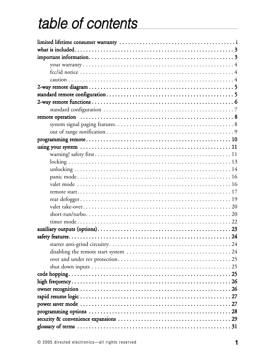 Tta ab blle e o off c co on ntte en nttss | Directed Electronics 571XV User Manual | Page 4 / 39