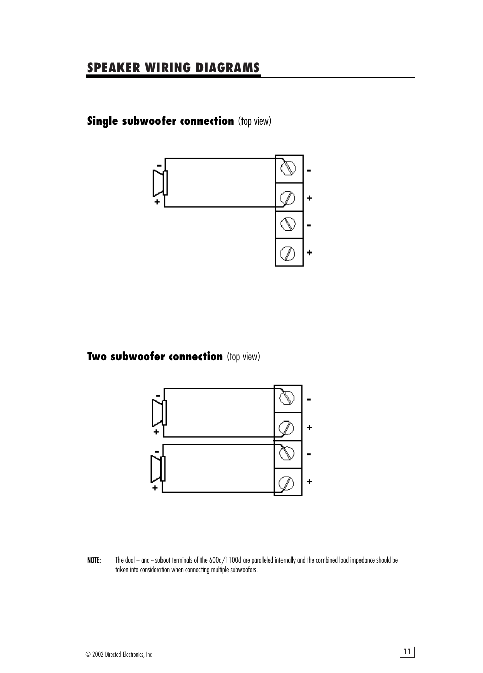 Speaker wiring diagrams | Directed Electronics 1100d User Manual | Page 11 / 20