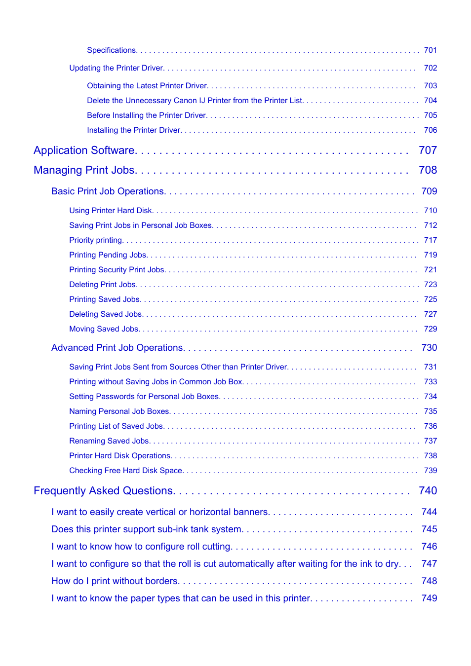 Application software managing print jobs, Frequently asked questions | Canon imagePROGRAF TX-3100 36" Printer with Basket User Manual | Page 11 / 1073