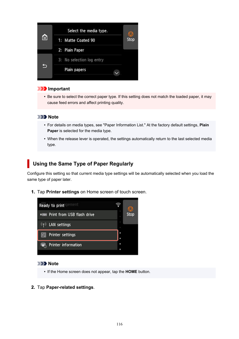 Using the same type of paper regularly | Canon imagePROGRAF TX-3100 36" Printer with Basket User Manual | Page 116 / 1073