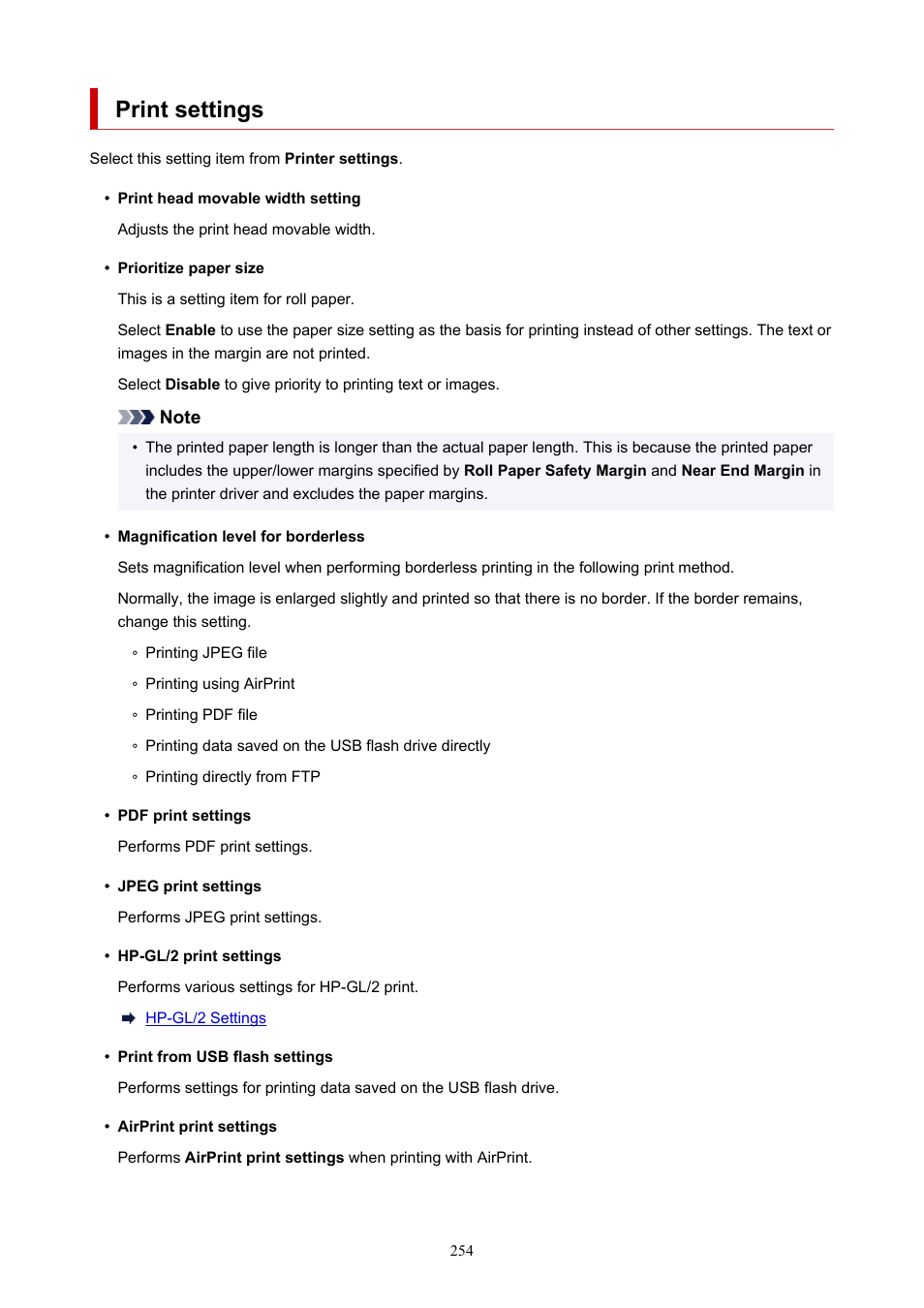 Print settings | Canon imagePROGRAF TX-3100 36" Printer with Basket User Manual | Page 254 / 1073