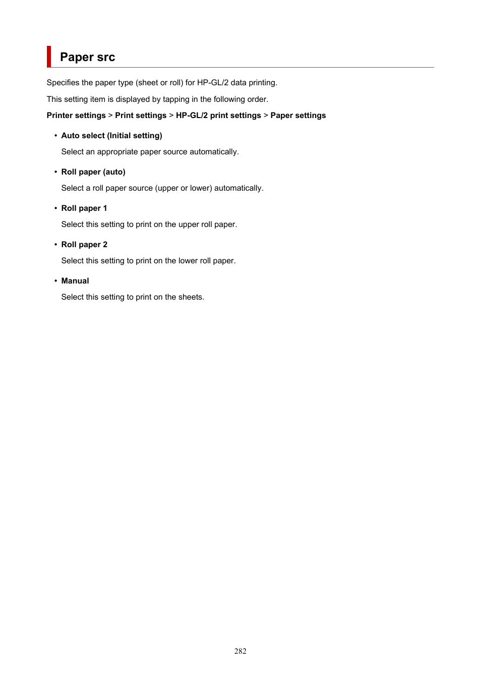 Paper src | Canon imagePROGRAF TX-3100 36" Printer with Basket User Manual | Page 282 / 1073
