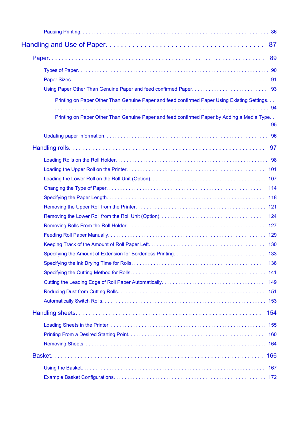 Handling and use of paper | Canon imagePROGRAF TX-3100 36" Printer with Basket User Manual | Page 3 / 1073