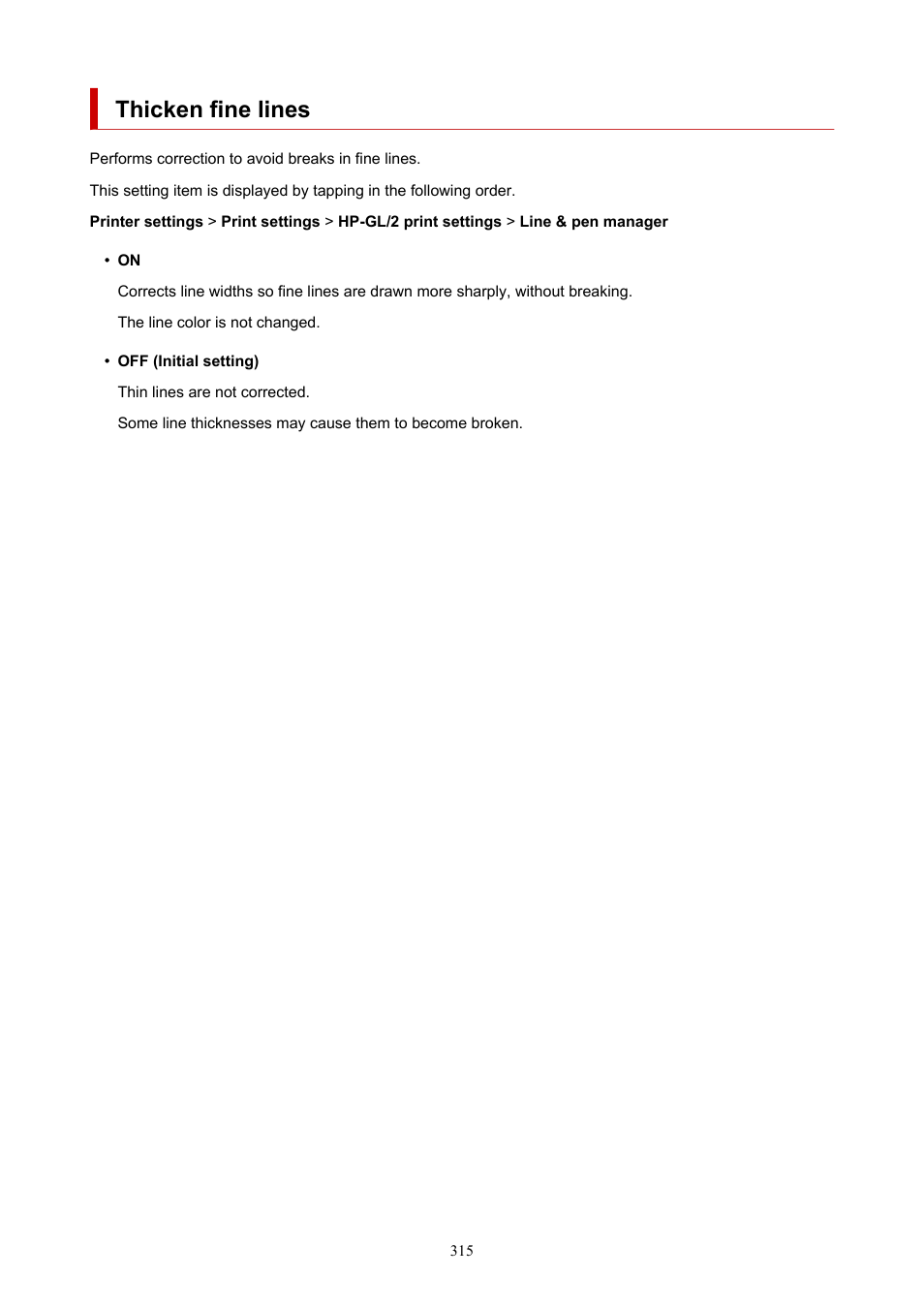Thicken fine lines | Canon imagePROGRAF TX-3100 36" Printer with Basket User Manual | Page 315 / 1073