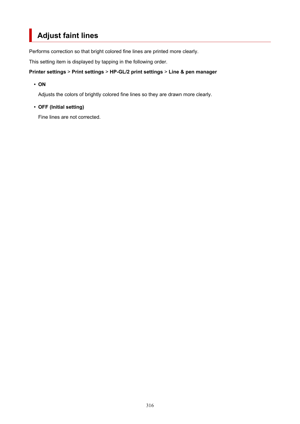 Adjust faint lines | Canon imagePROGRAF TX-3100 36" Printer with Basket User Manual | Page 316 / 1073