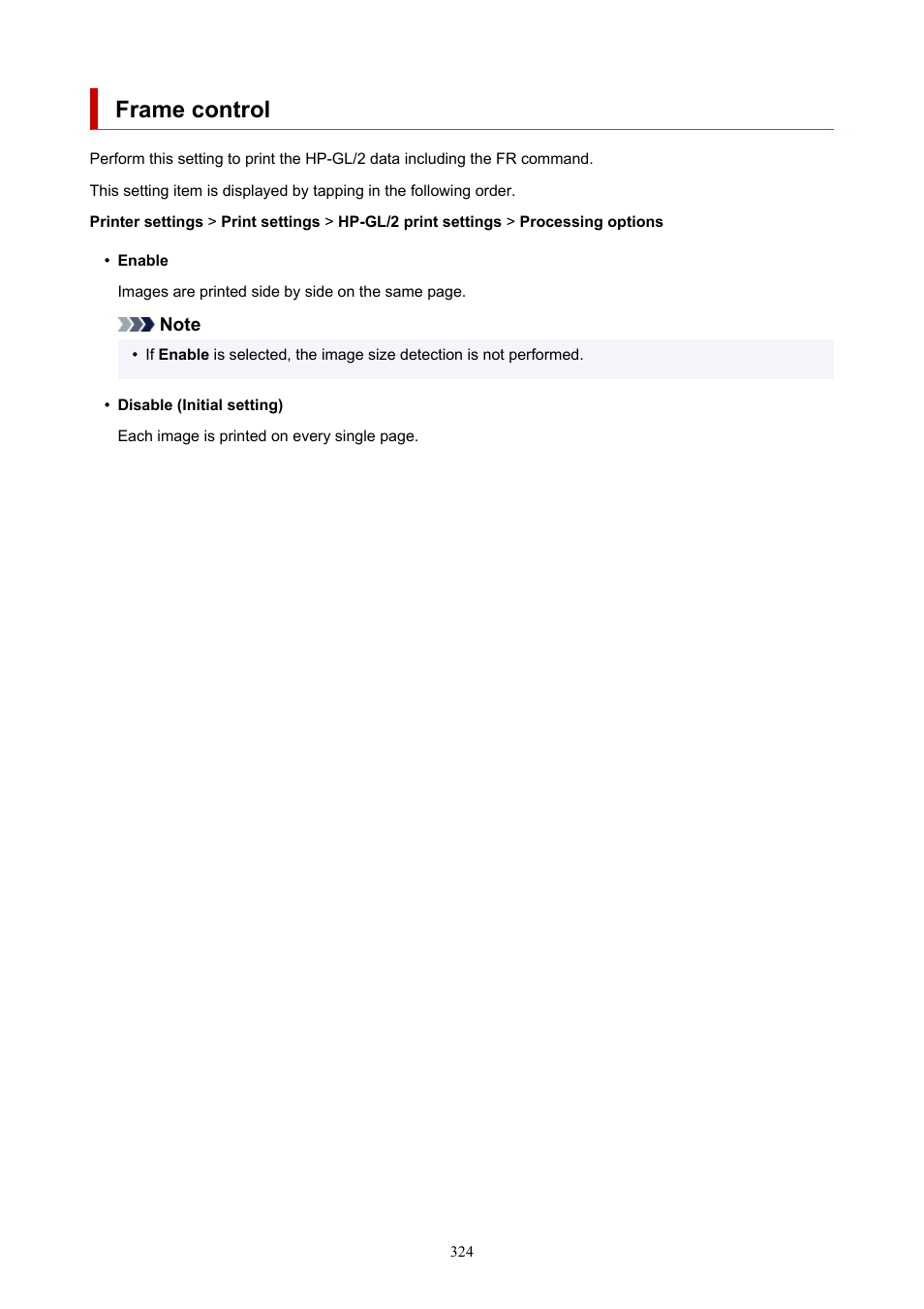 Frame control | Canon imagePROGRAF TX-3100 36" Printer with Basket User Manual | Page 324 / 1073