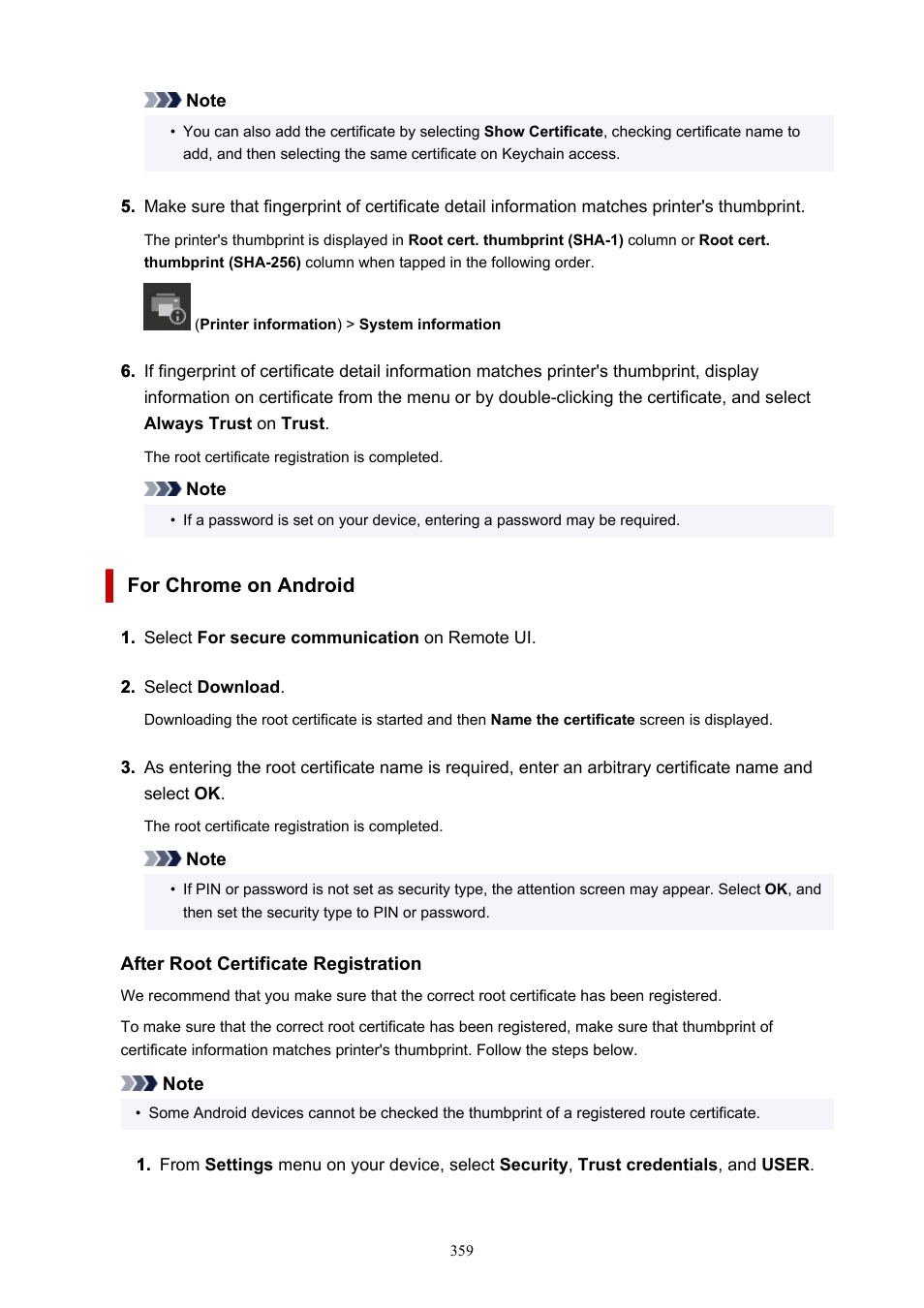 For chrome on android | Canon imagePROGRAF TX-3100 36" Printer with Basket User Manual | Page 359 / 1073