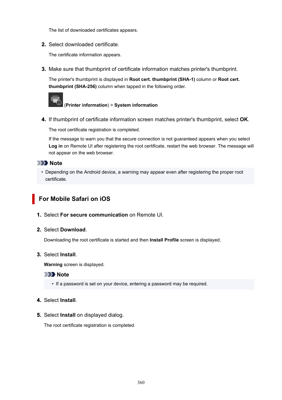 For mobile safari on ios | Canon imagePROGRAF TX-3100 36" Printer with Basket User Manual | Page 360 / 1073