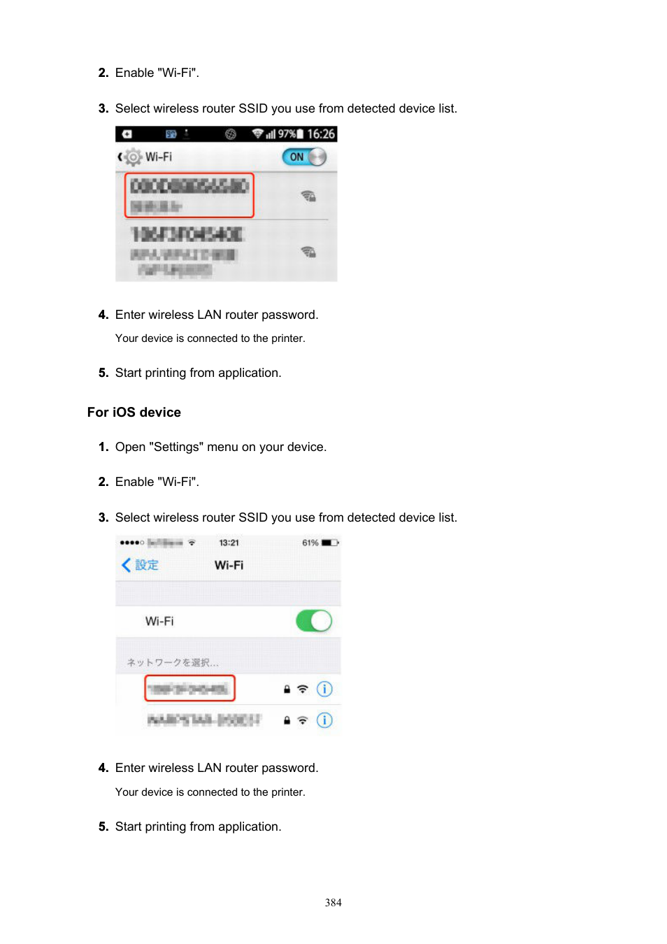 For ios device | Canon imagePROGRAF TX-3100 36" Printer with Basket User Manual | Page 384 / 1073