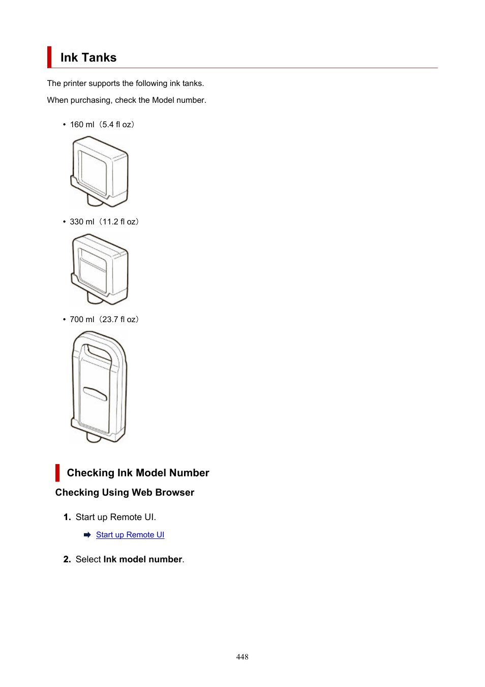 Ink tanks | Canon imagePROGRAF TX-3100 36" Printer with Basket User Manual | Page 448 / 1073