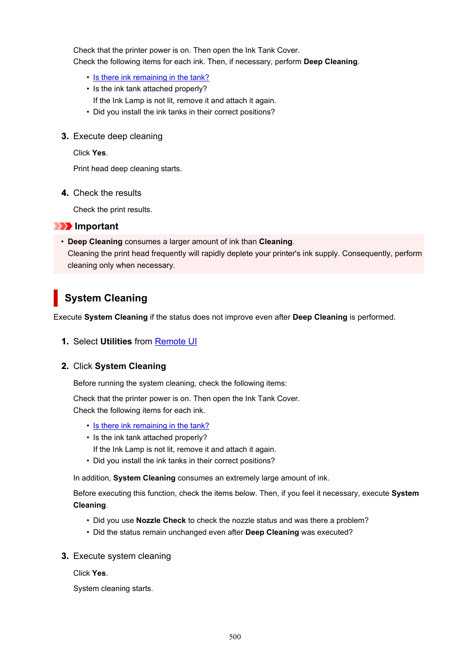 System cleaning | Canon imagePROGRAF TX-3100 36" Printer with Basket User Manual | Page 500 / 1073