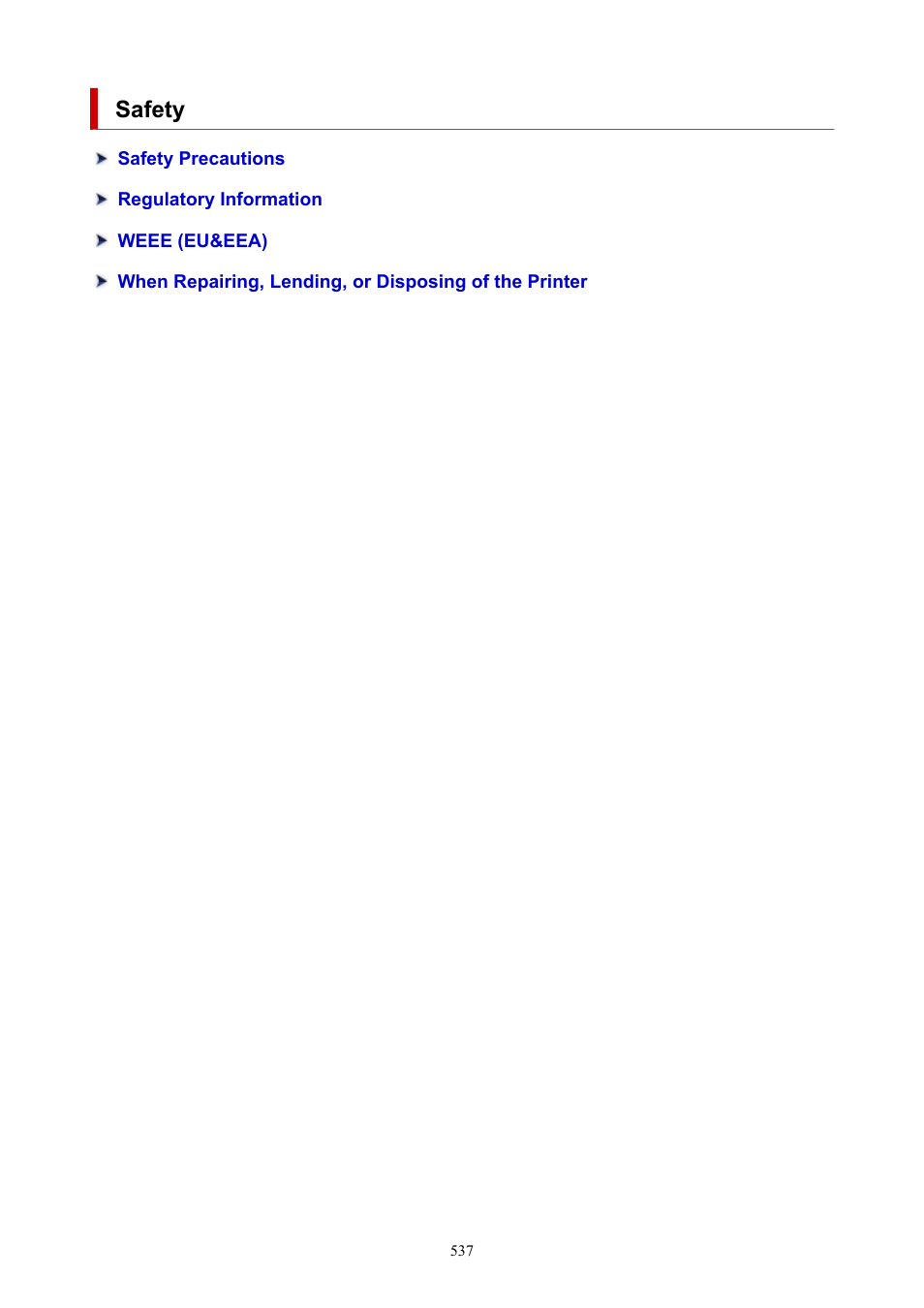 Safety | Canon imagePROGRAF TX-3100 36" Printer with Basket User Manual | Page 537 / 1073