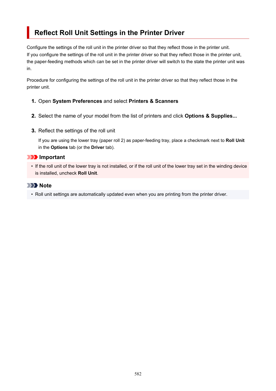 Reflect roll unit settings in the printer driver, Reflect, Roll unit settings in the printer driver | Macos) | Canon imagePROGRAF TX-3100 36" Printer with Basket User Manual | Page 582 / 1073