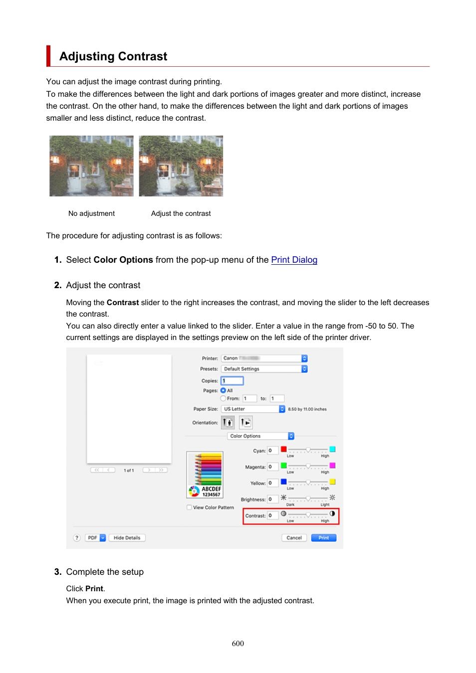 Adjusting contrast | Canon imagePROGRAF TX-3100 36" Printer with Basket User Manual | Page 600 / 1073