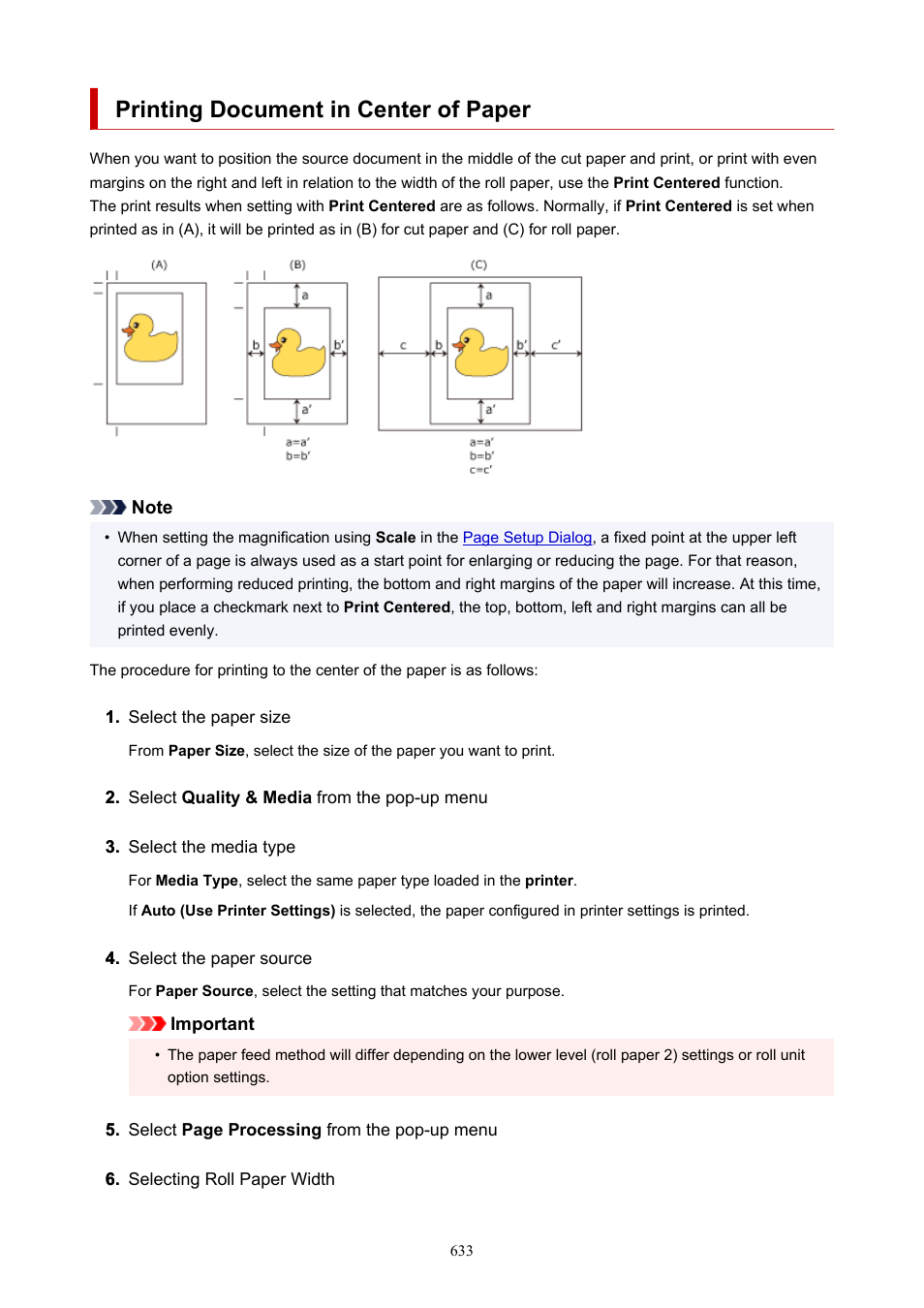 Printing document in center of paper | Canon imagePROGRAF TX-3100 36" Printer with Basket User Manual | Page 633 / 1073