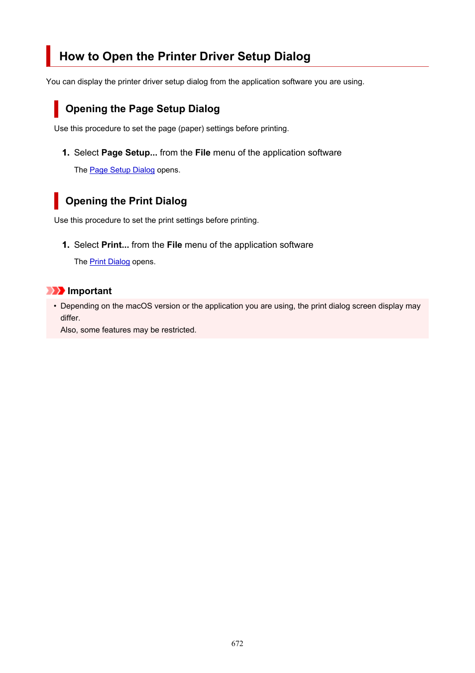 How to open the printer driver setup dialog, Macos) | Canon imagePROGRAF TX-3100 36" Printer with Basket User Manual | Page 672 / 1073