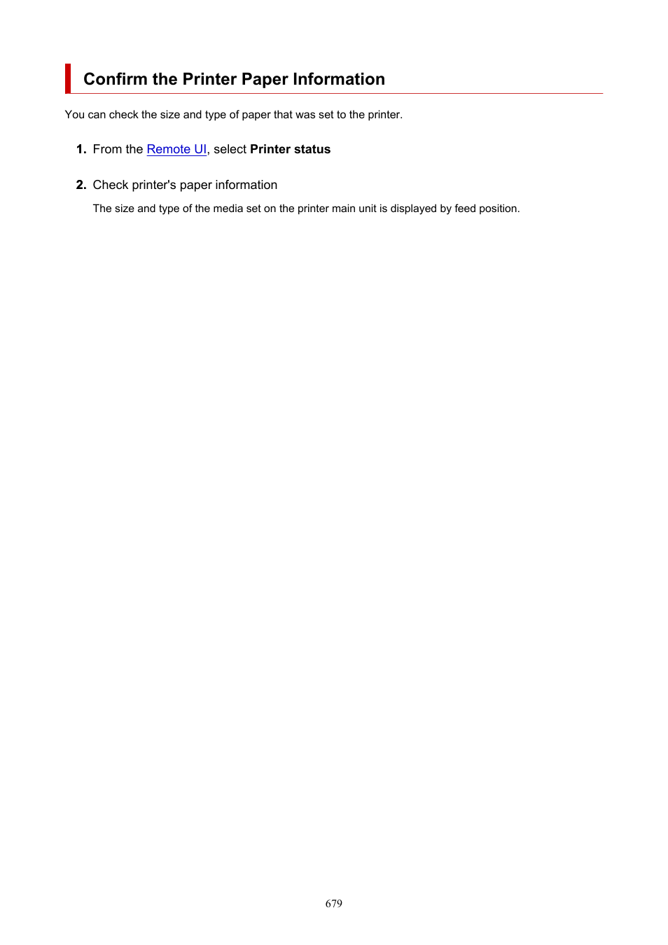 Confirm the printer paper information | Canon imagePROGRAF TX-3100 36" Printer with Basket User Manual | Page 679 / 1073