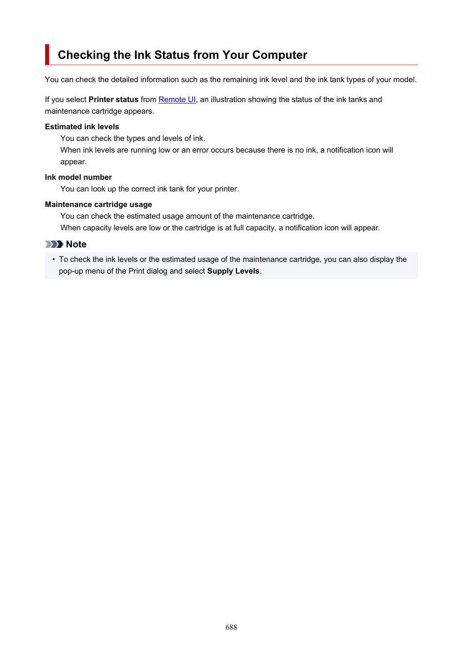 Checking the ink status from your computer, Is there ink remaining in the tank | Canon imagePROGRAF TX-3100 36" Printer with Basket User Manual | Page 688 / 1073