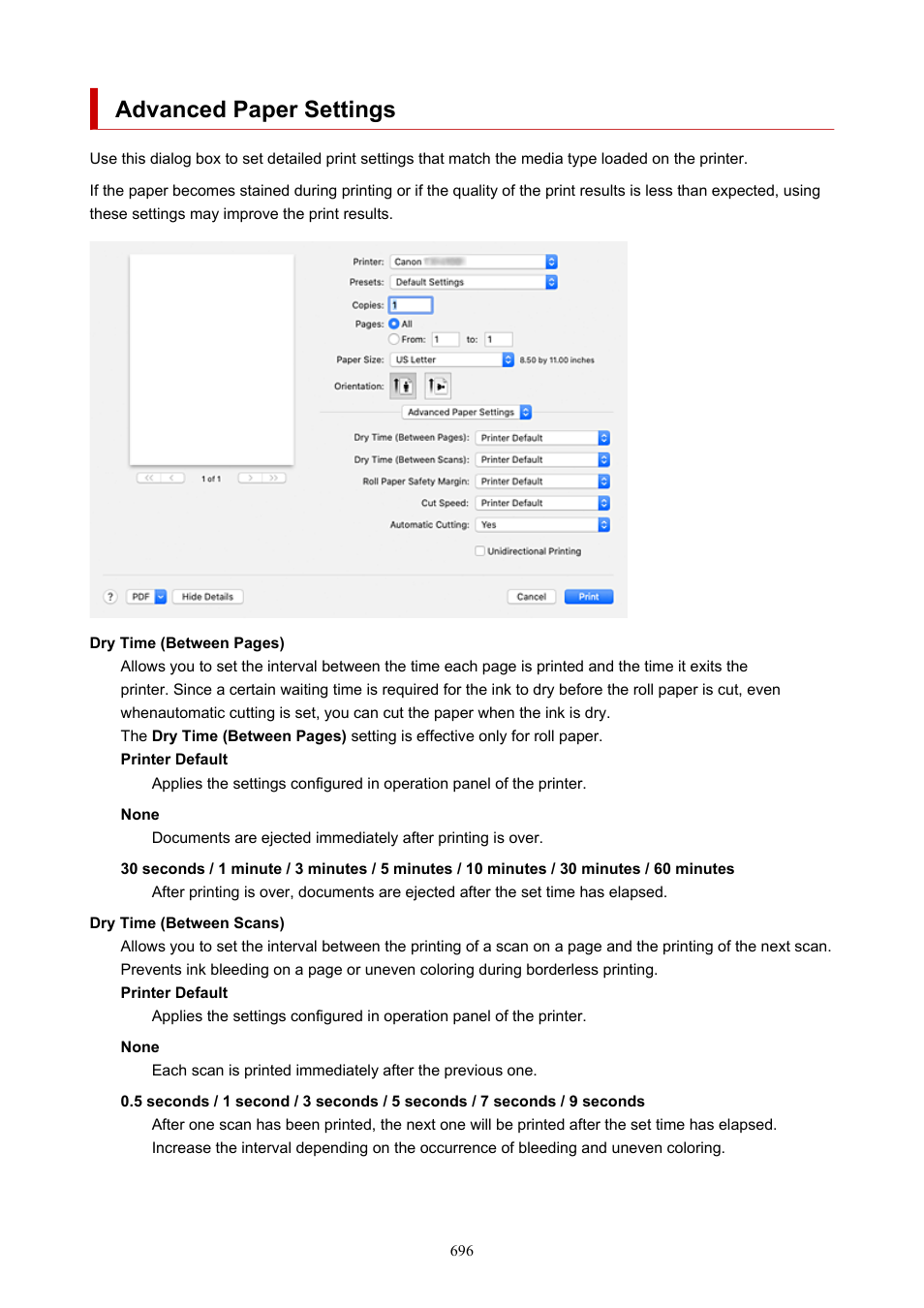 Advanced paper settings | Canon imagePROGRAF TX-3100 36" Printer with Basket User Manual | Page 696 / 1073