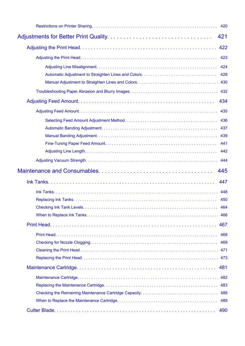 Adjustments for better print quality, Maintenance and consumables | Canon imagePROGRAF TX-3100 36" Printer with Basket User Manual | Page 7 / 1073