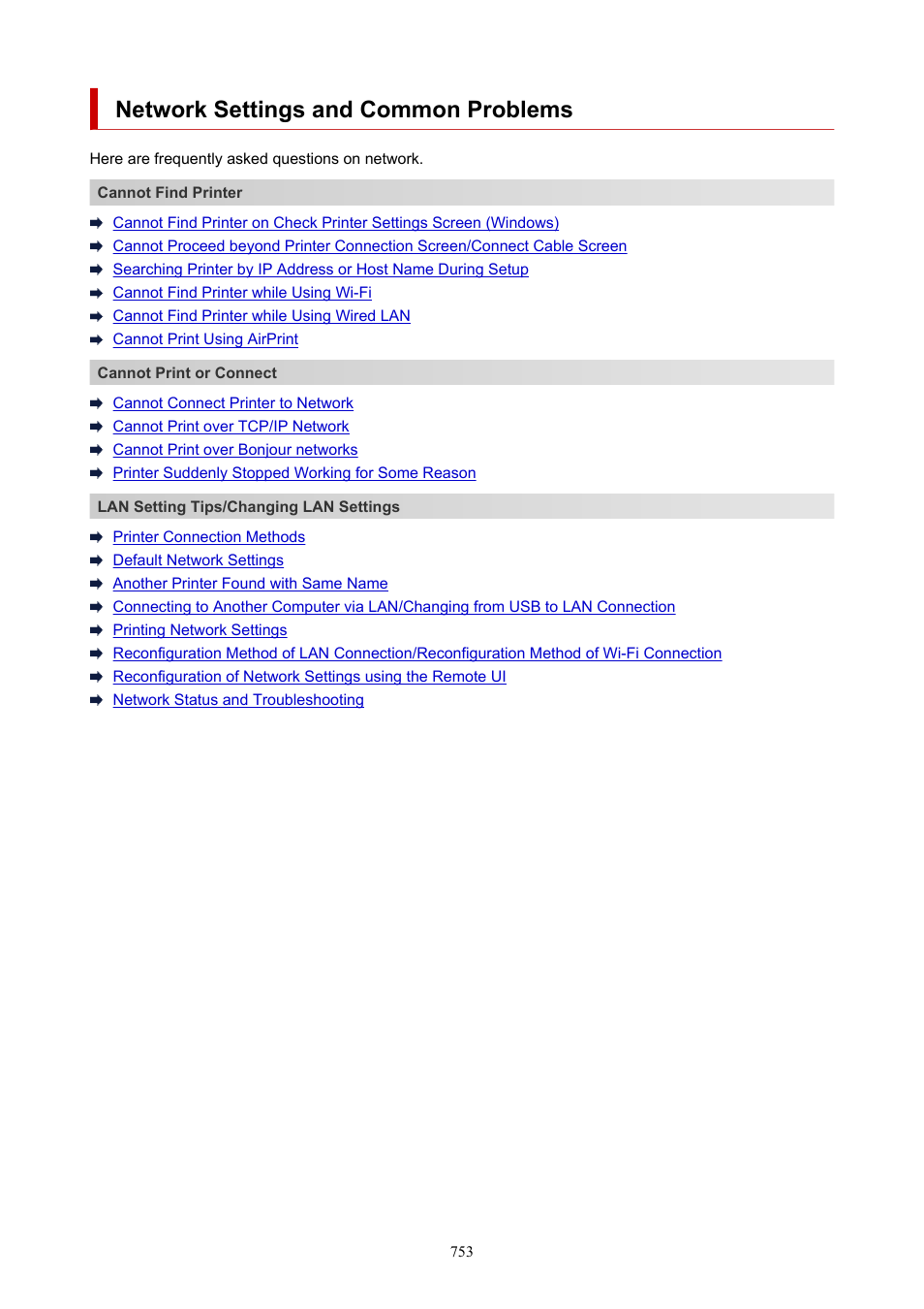 Network settings and common problems | Canon imagePROGRAF TX-3100 36" Printer with Basket User Manual | Page 753 / 1073