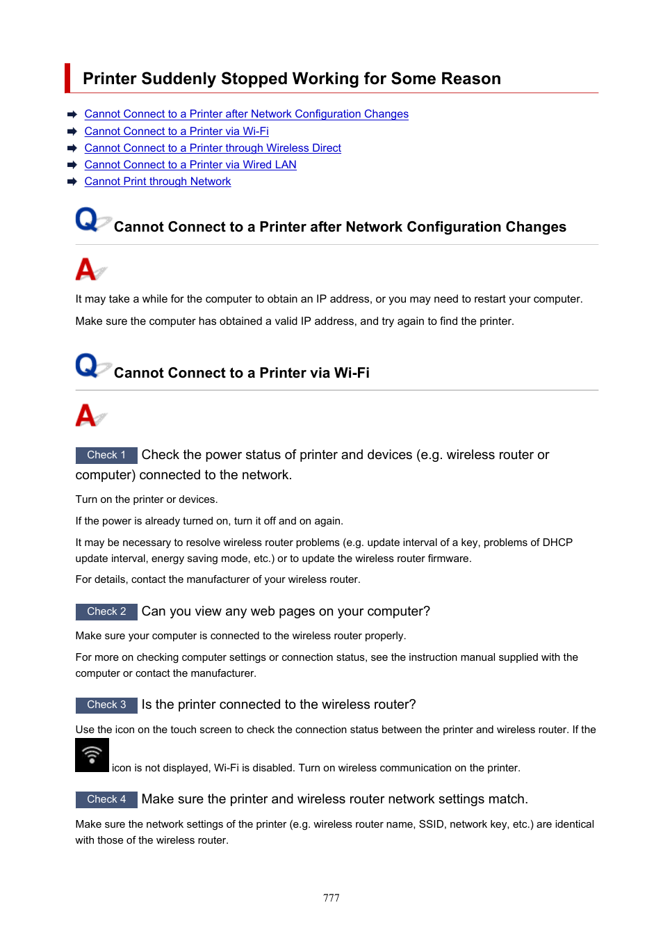 Printer suddenly stopped working for some reason | Canon imagePROGRAF TX-3100 36" Printer with Basket User Manual | Page 777 / 1073