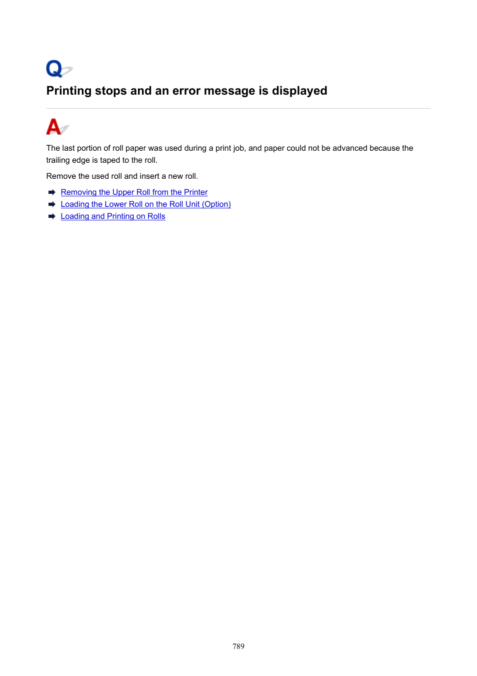 Printing stops and an error message is displayed | Canon imagePROGRAF TX-3100 36" Printer with Basket User Manual | Page 789 / 1073