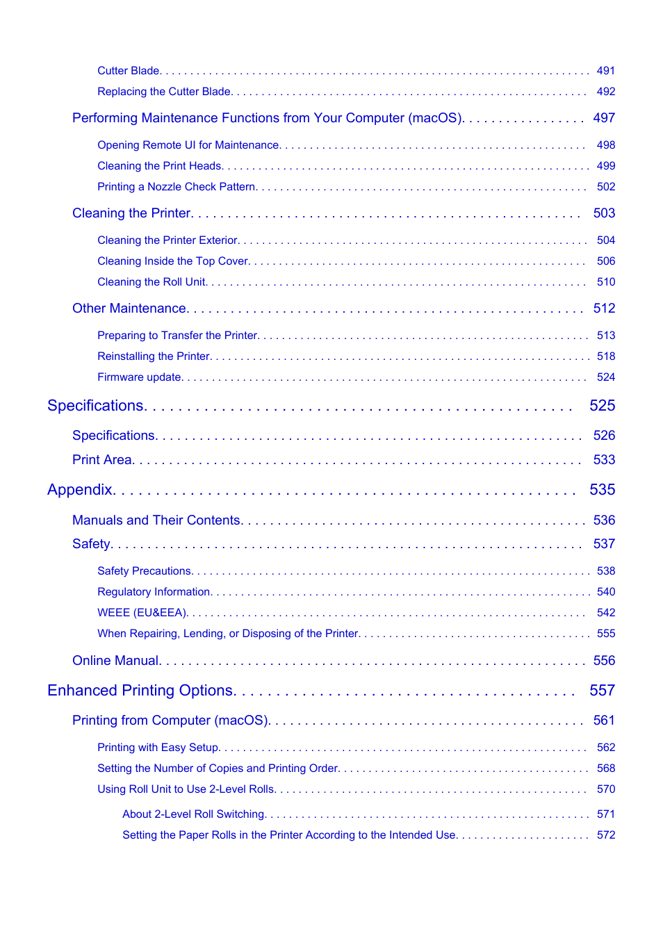 Specifications, Appendix, Enhanced printing options | Canon imagePROGRAF TX-3100 36" Printer with Basket User Manual | Page 8 / 1073